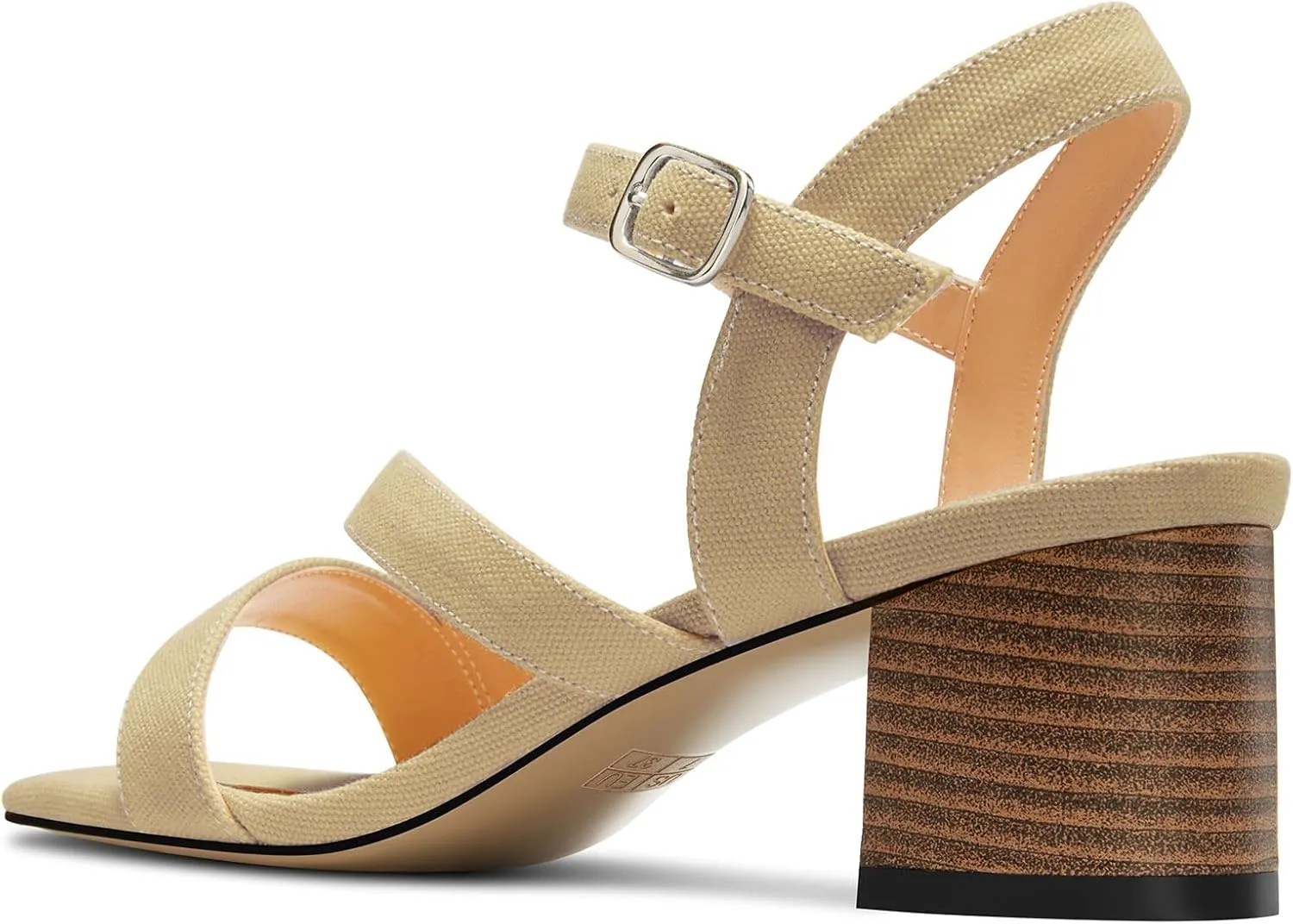 NobleOnly Womens Mid Block Heel Open Toe Ankle Strap Buckle Sandals Casual Office Dress Denim Summer Shoes 2.0 Inches Heels