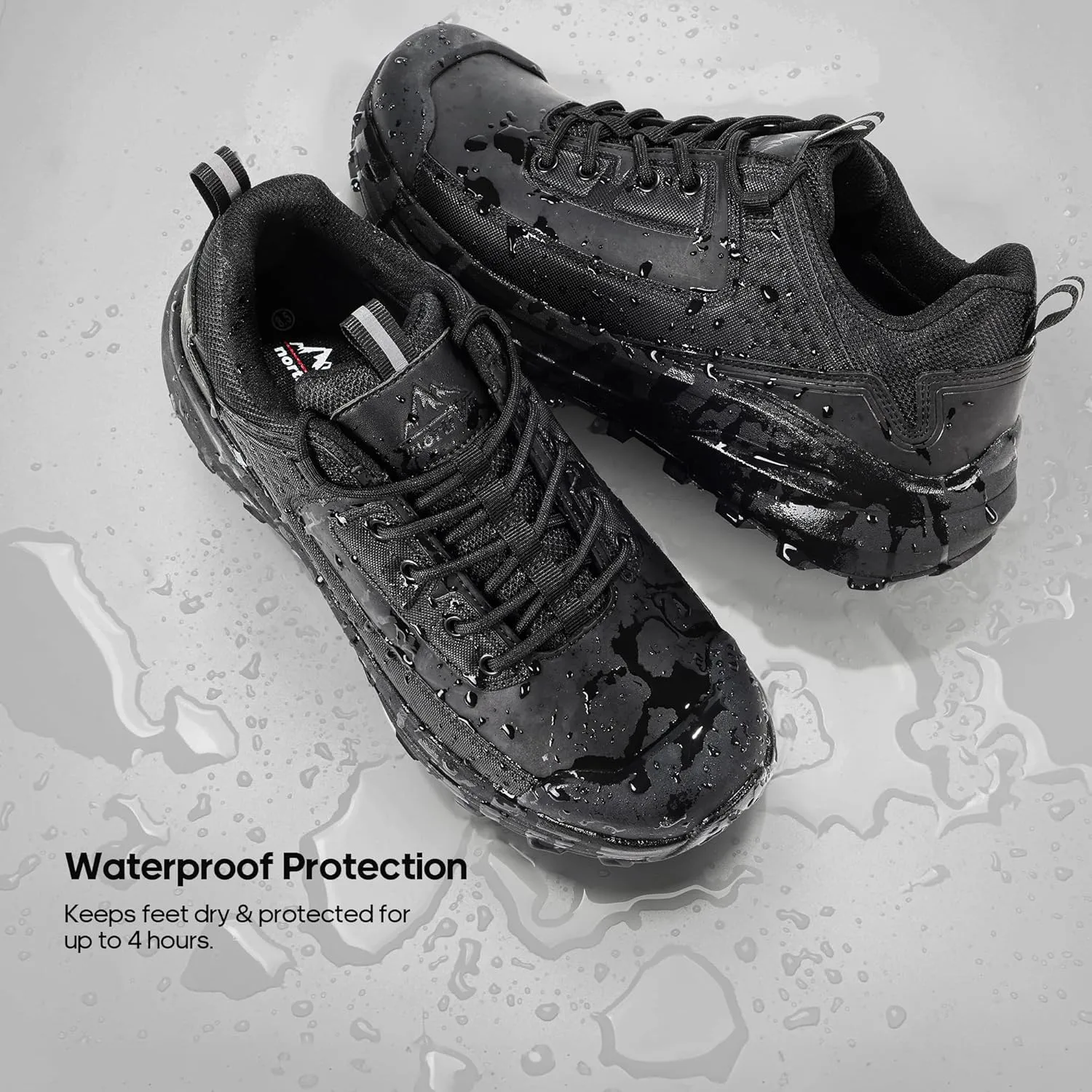 NORTIV 8 Waterproof Shoes for Men Lightweight Hiking Shoes Breathable Leather Outdoor Casual Walking Shoes