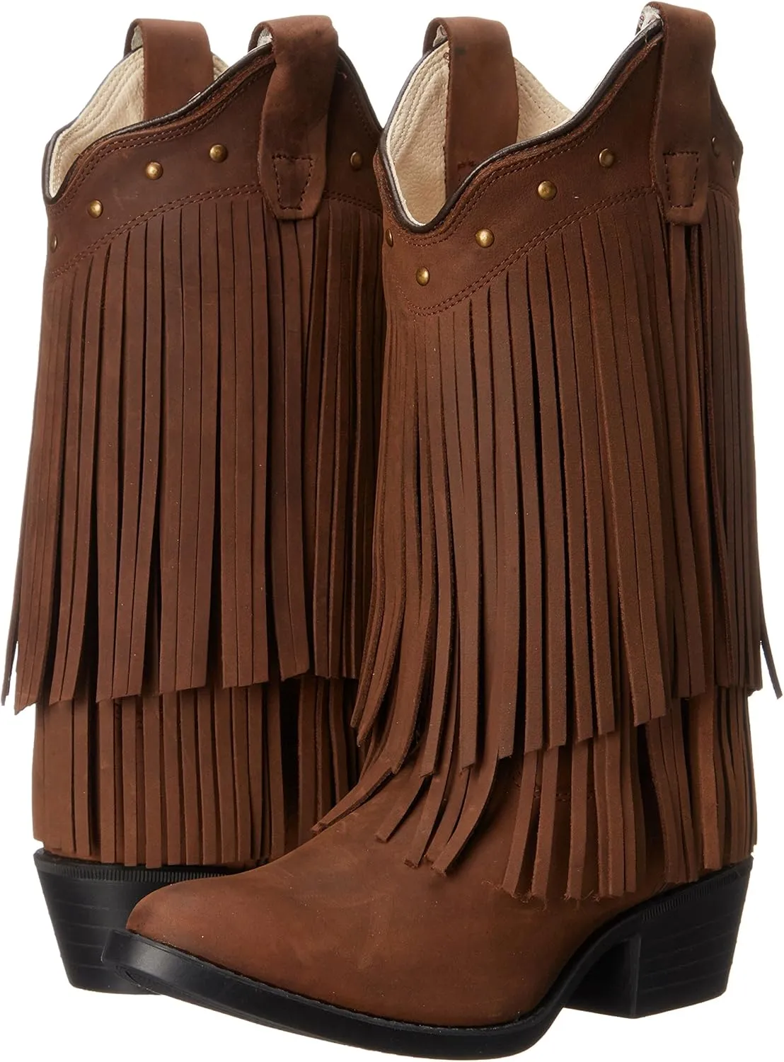 Old West Girl's 8125 Corona Leather Fringe Cowboy-Style Fashion Boots Western