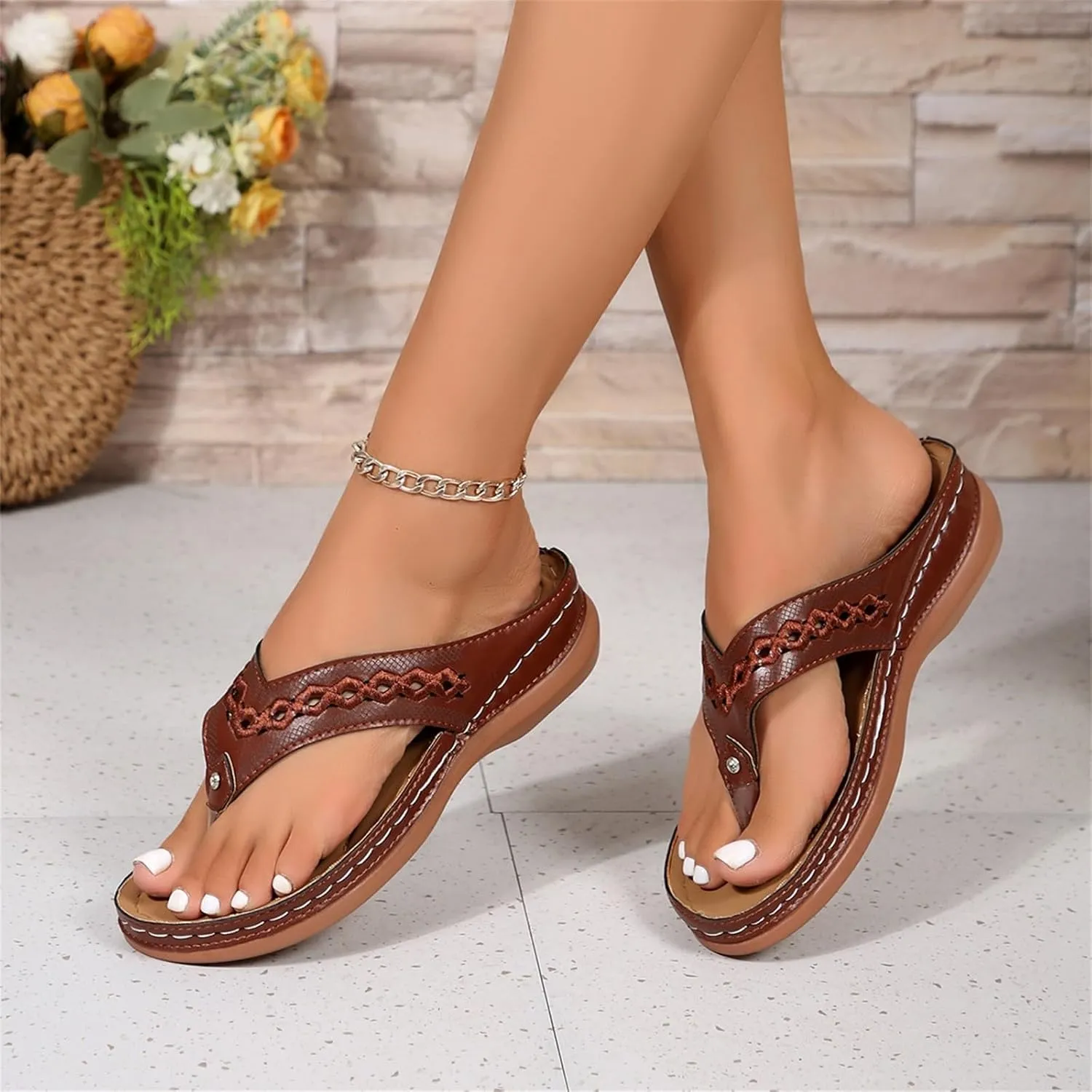 Orthopedic Sandals for Women 2025 Spring Platform Sandal Fashion Wedges Slip On Flip Flops Casual Comfortable Open Toe Dressy Summer Beach Shoes for Vacation
