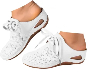 Orthopedic Sandals for Women Closed Toe Slippers for Women Wedge Solid Color Strap Tie Fashion Slip On Slides Slippers