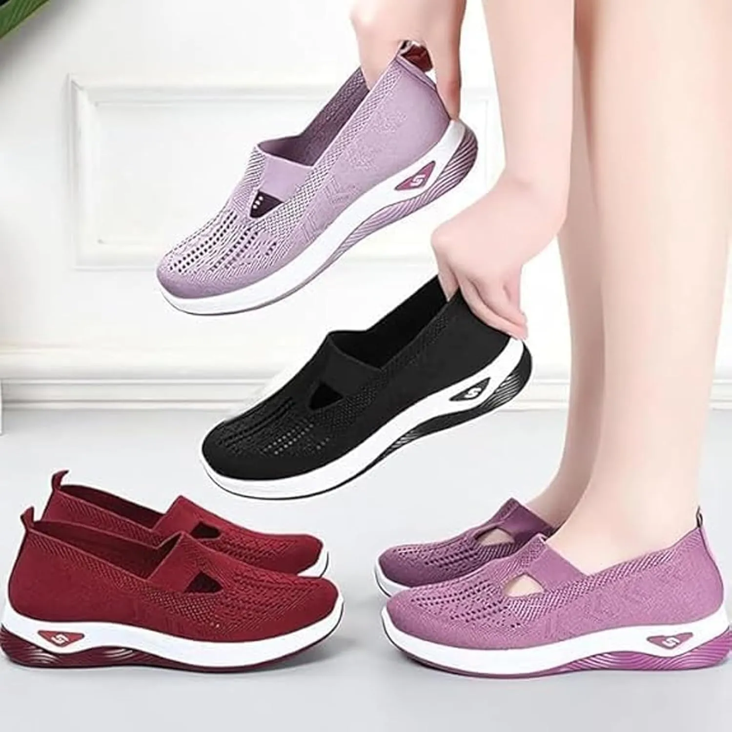 Orthopedic Shoes for Women, All-Day Comfort, Wide Width, Lightweight Breathable Slip On, Nurse Shoes Arch Support, Orthopaedic Walking Sneakers