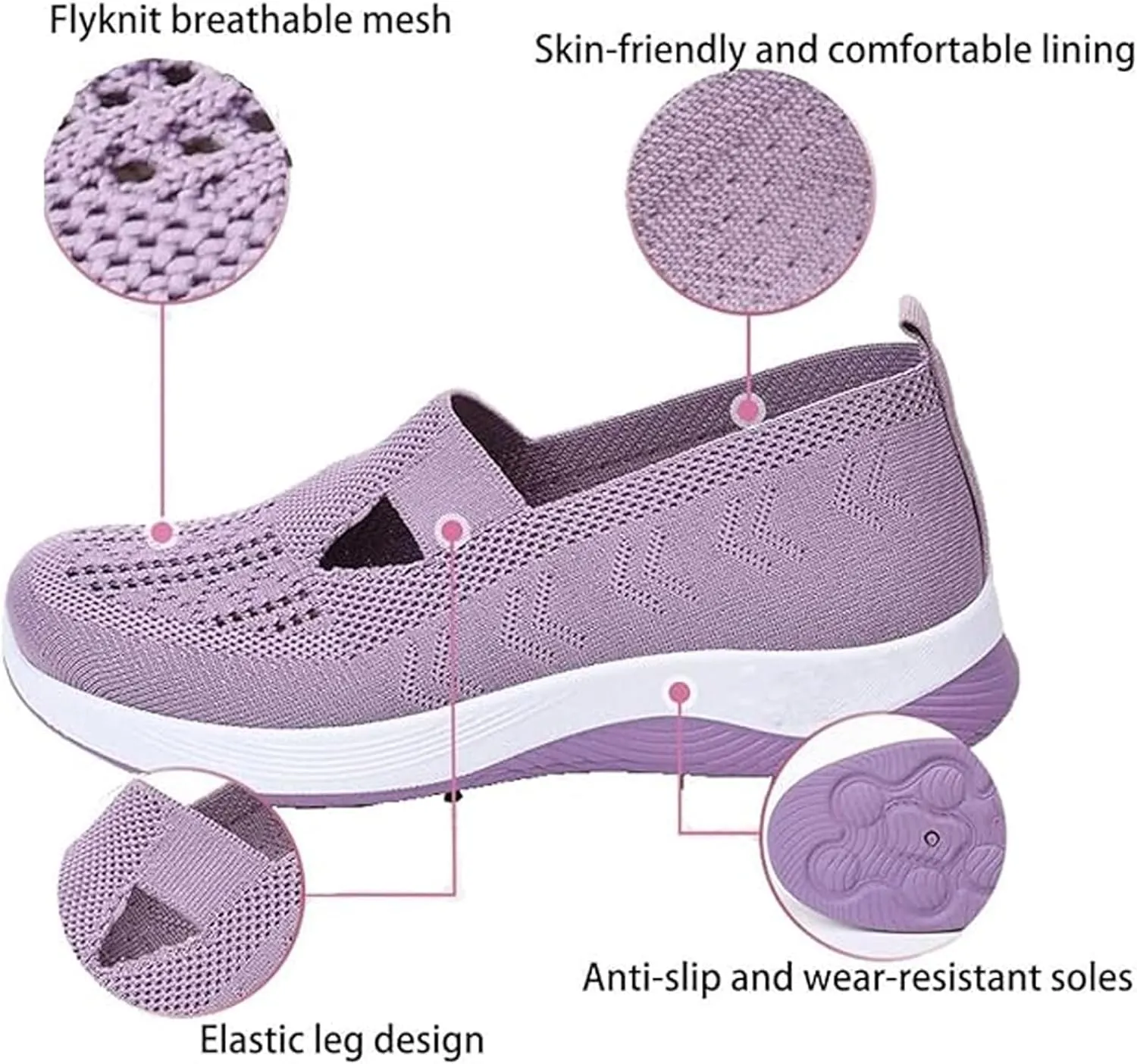 Orthopedic Shoes for Women, All-Day Comfort, Wide Width, Lightweight Breathable Slip On, Nurse Shoes Arch Support, Orthopaedic Walking Sneakers