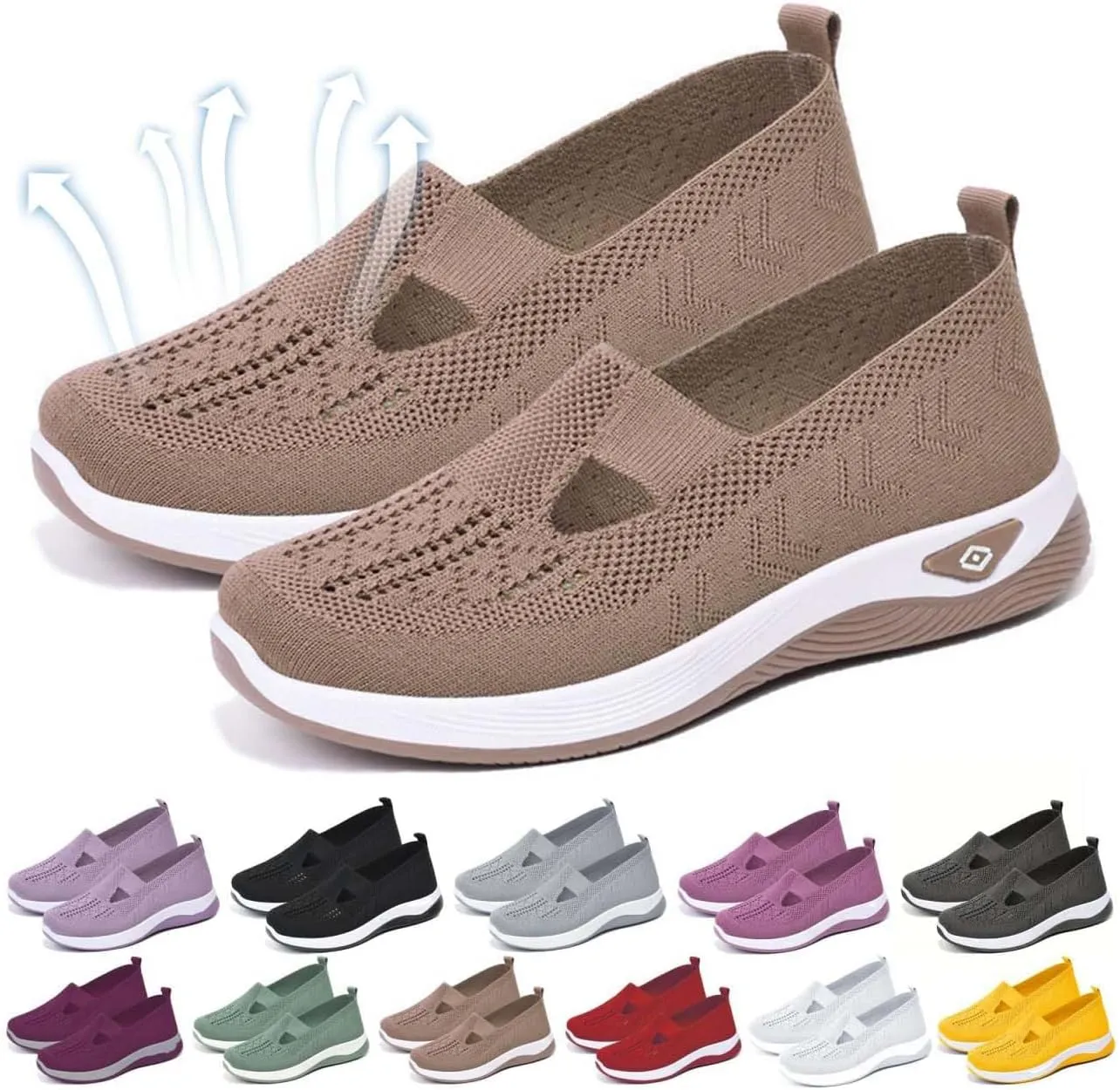 Orthopedic Shoes for Women, All-Day Comfort, Wide Width, Lightweight Breathable Slip On, Nurse Shoes Arch Support, Orthopaedic Walking Sneakers