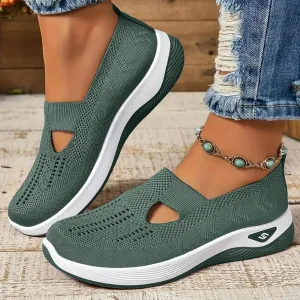 Orthopedic Shoes for Women, Women's Lightweight Slip-On Slip-On Knitted Sneakers, Comfortable Fashion Flat Walking Shoes for Women Breathable Sock Mesh Loafers Orthowalkway Womens Shoes