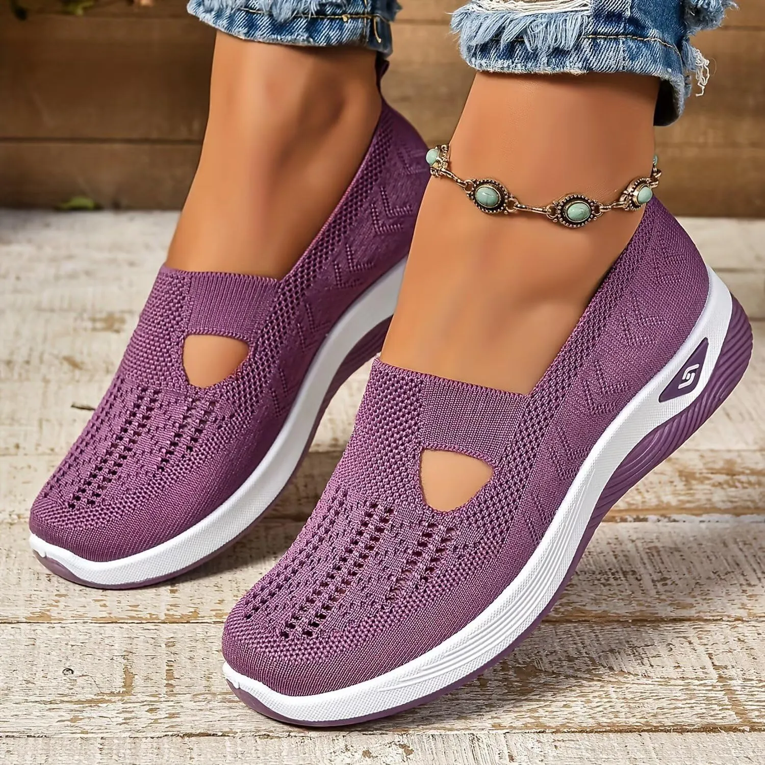 Orthopedic Walking Shoes for Women,2025 New Orthowalkway Womens Shoes,Woven Orthopedic Breathable Walking Sneaker Non-Slip Arch Support Slip on Shoes