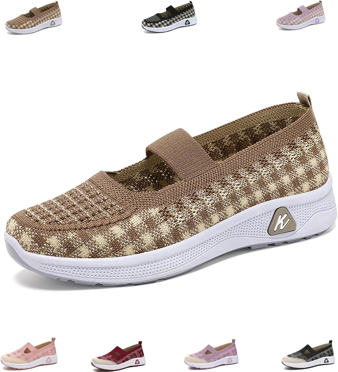 Orthowalkway Womens Shoes,Orthopedic Platform Loafers Slip-On Lightweight Flat Soft Breathable Knitted Sneakers