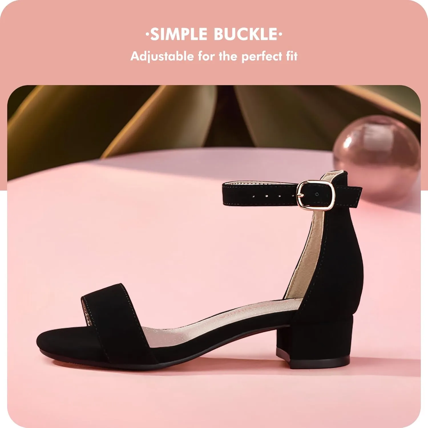 PANDANINJIA Girls Dress Shoes Toddler Kids Heels Sandals Ankle Strap Wedding Party Phoebe Flower Girl Shoes