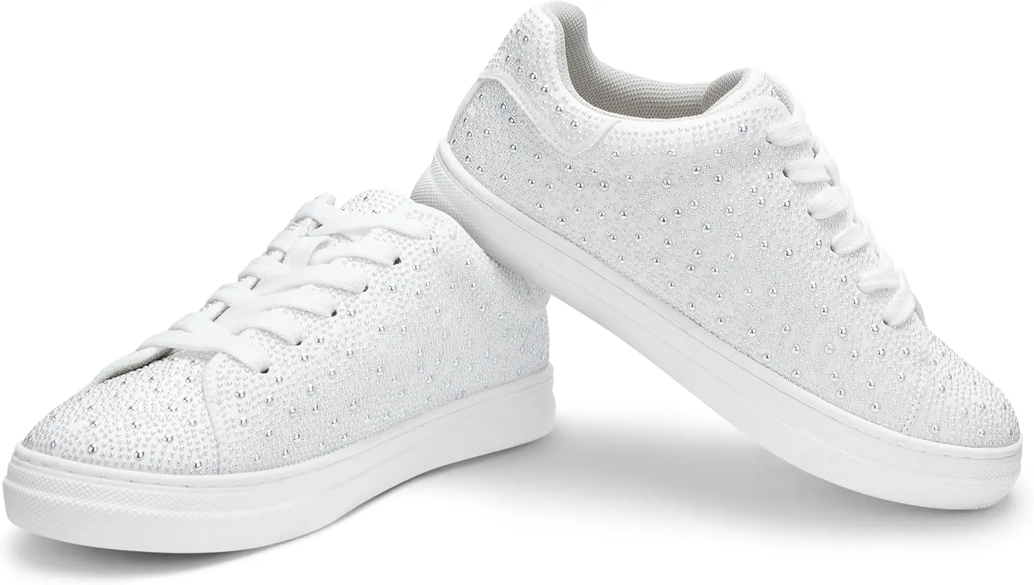 PARTY Women's Glitter Fashion Star Sneakers Low Top Platform Lace Up Comfortable Wedding Walking Shoes
