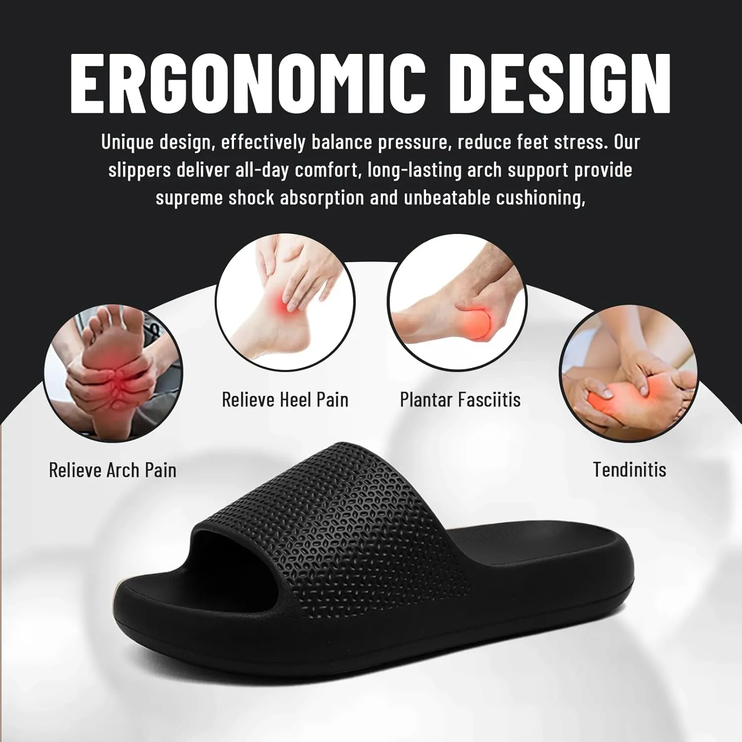 Pillow Slippers for Women and Men Non Slip Quick Drying Shower Cloud Slide Sandals Thick Sole, Non-Slip, Easy to Clean Indoor And Outdoor Slippers with Arch Support