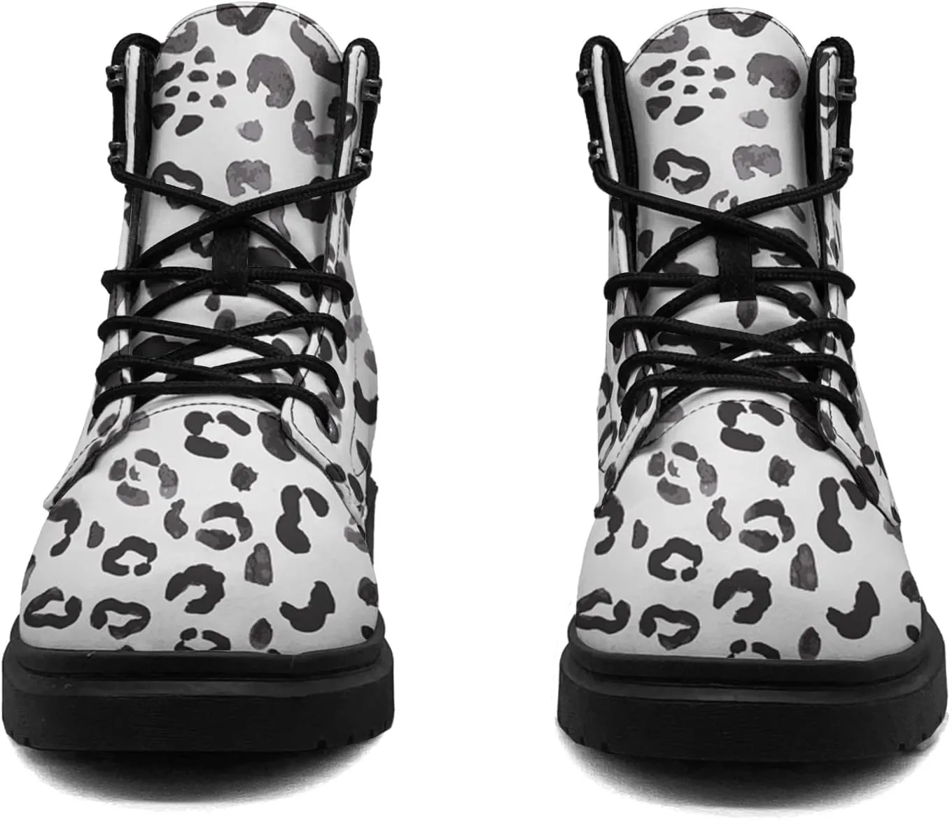 Pitovozu Tiger Leopard Skin Boots Womens Snow Boots Ankle Anti-Slip Combat Boots Lace Up Winter Waterproof Leather Boots Shoes Gifts for Women