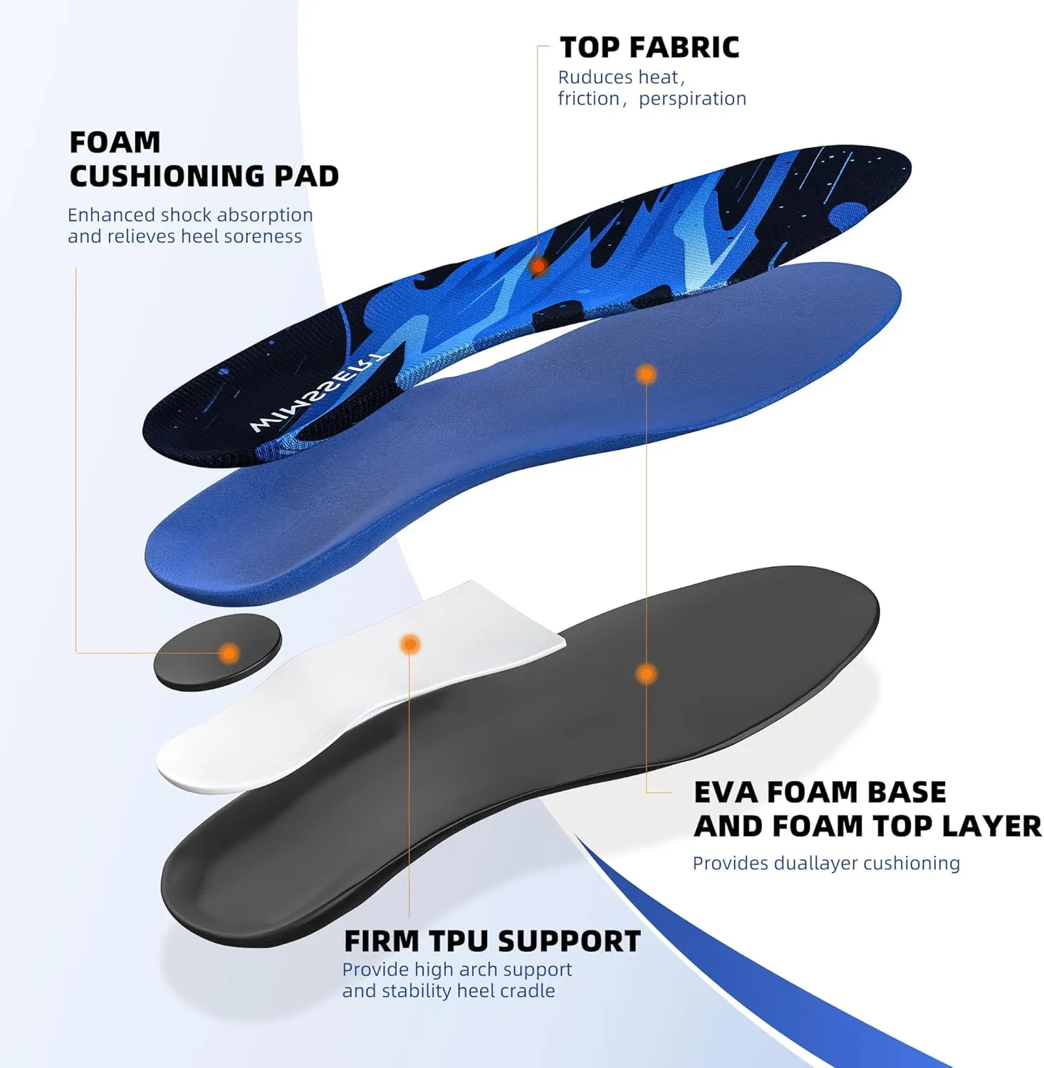 Plantar Fasciitis Insoles Pain Relief High Arch Support Orthotics Inserts Heavy Duty Sole Inserts for Men Women Standing All Day