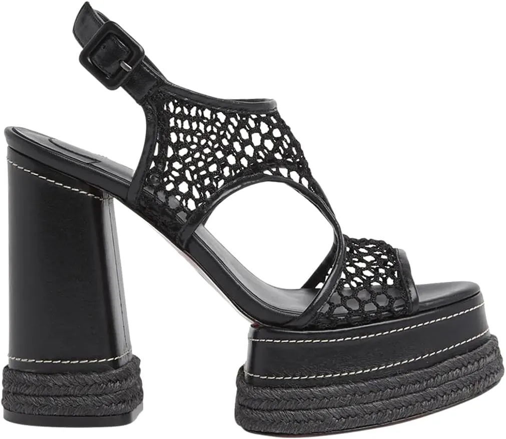 Platform Heeled Sandals for Women Hollow Woven Chunky Heeled Sandals Comfort Beach Braided Platform Block Heels