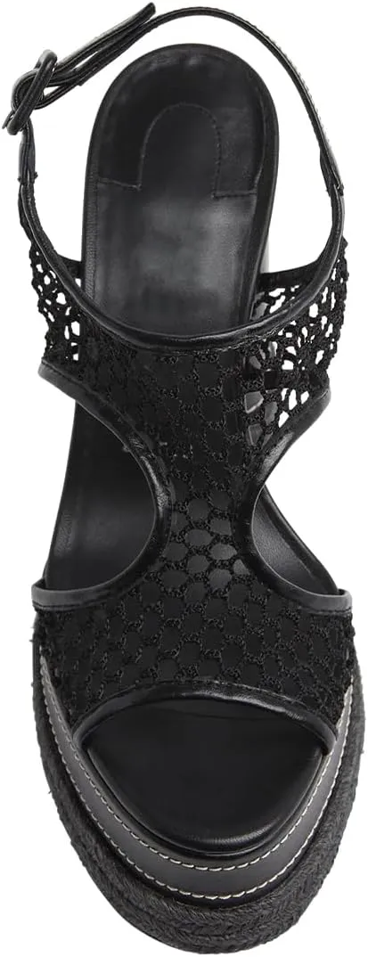 Platform Heeled Sandals for Women Hollow Woven Chunky Heeled Sandals Comfort Beach Braided Platform Block Heels