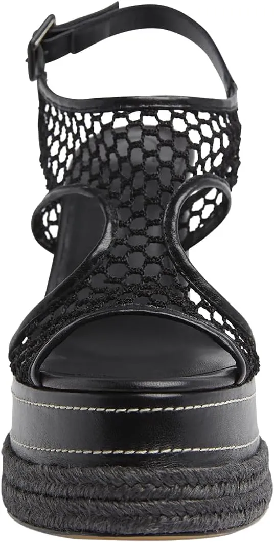 Platform Heeled Sandals for Women Hollow Woven Chunky Heeled Sandals Comfort Beach Braided Platform Block Heels