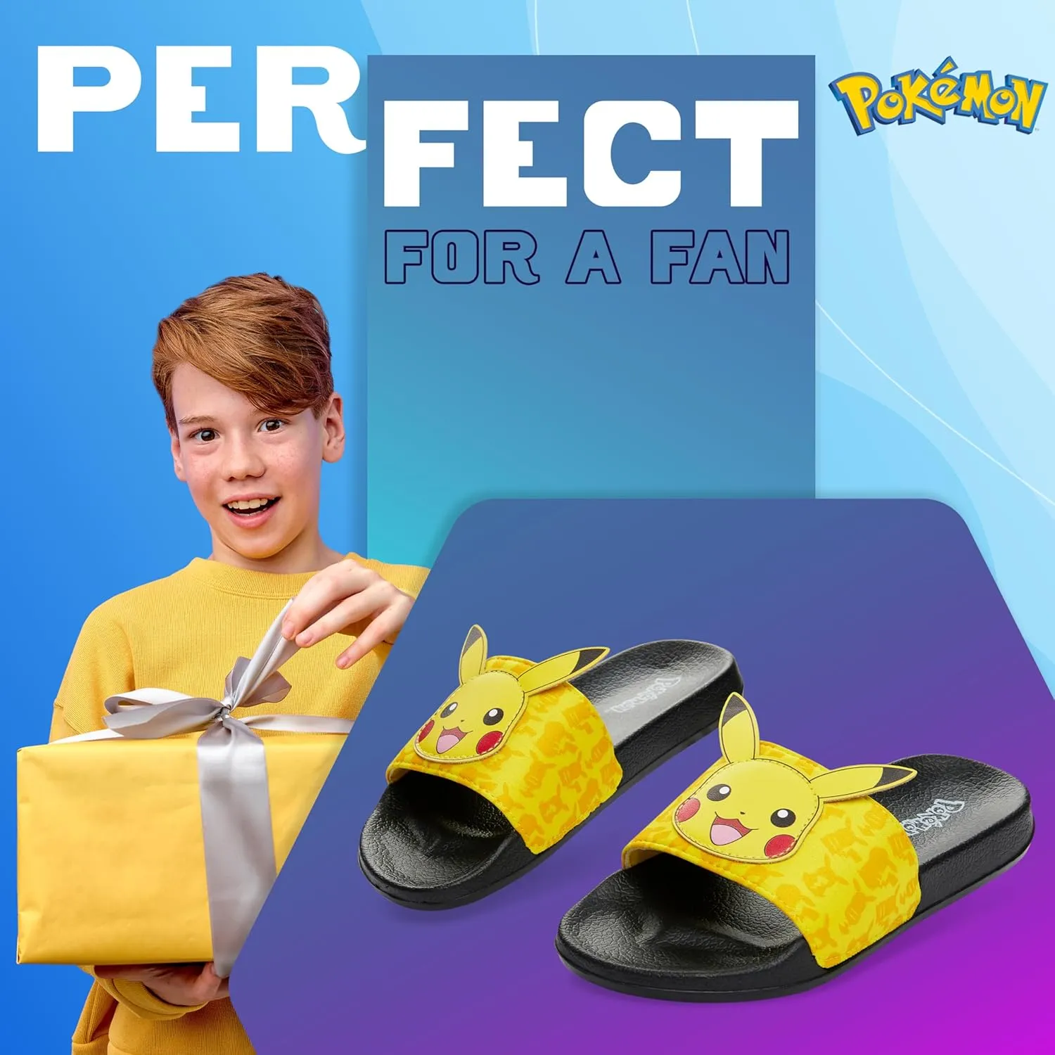 Pokemon Boys Slides, Beach or Pool Shoes for Kids - Gamer Gifts