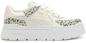 PUMA Womens Mayze Stack Edgy Leopard Lace Up Sneakers Shoes Casual - Off White - Size 10 M