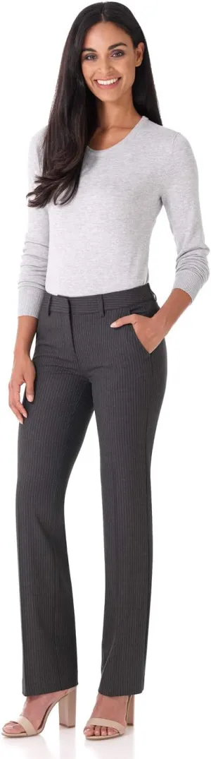 Rekucci Women's Smart Stretch Desk to Dinner Straight Leg Pant w/Zipper Closure