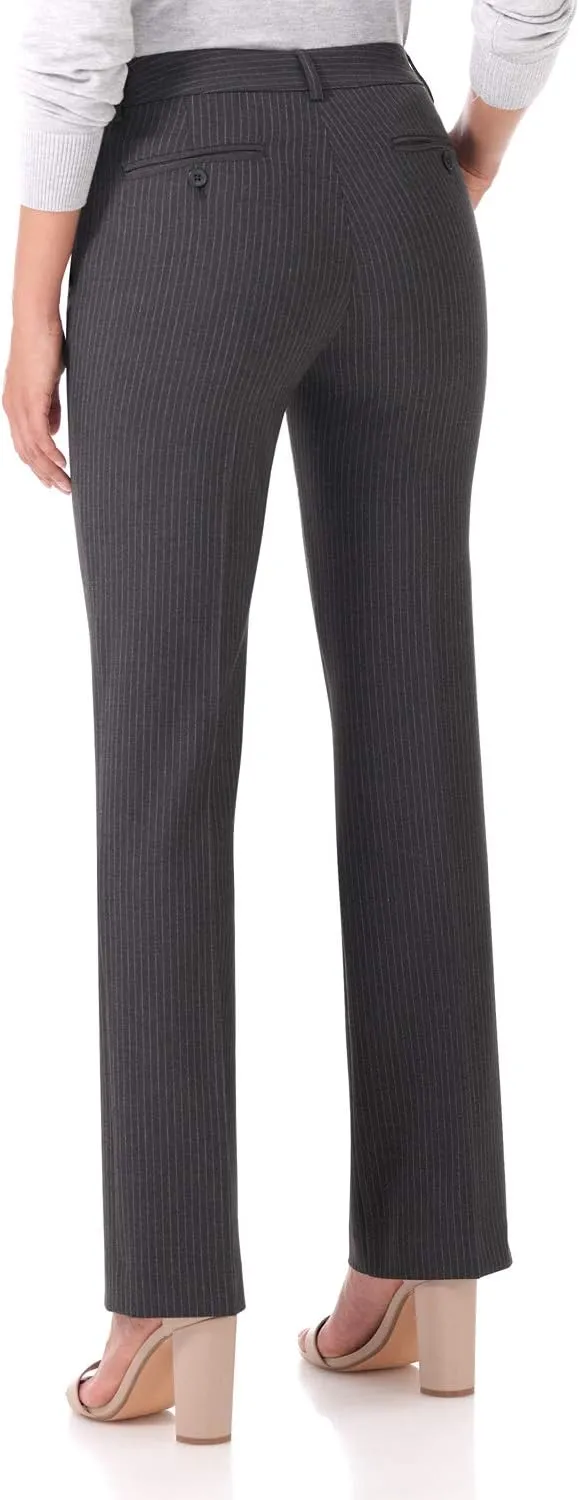 Rekucci Women's Smart Stretch Desk to Dinner Straight Leg Pant w/Zipper Closure