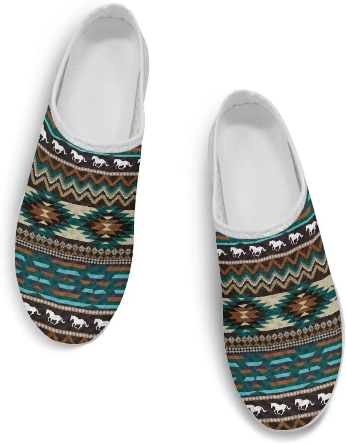 Retro Aztec Tribal Womens Walking Mules Sneakers Stylish Memory Foam Barefoot Slip On Teacher Nursing Loafers