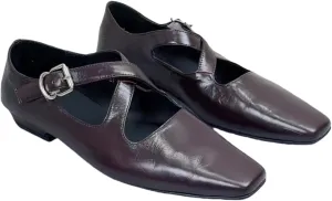 Retro Ballet Flats Shoes for Women with Metal Buckle Cross-Strap Genuine Leather Closed-Toe Mary Jane Shoes Dress Office Work Elegance Look