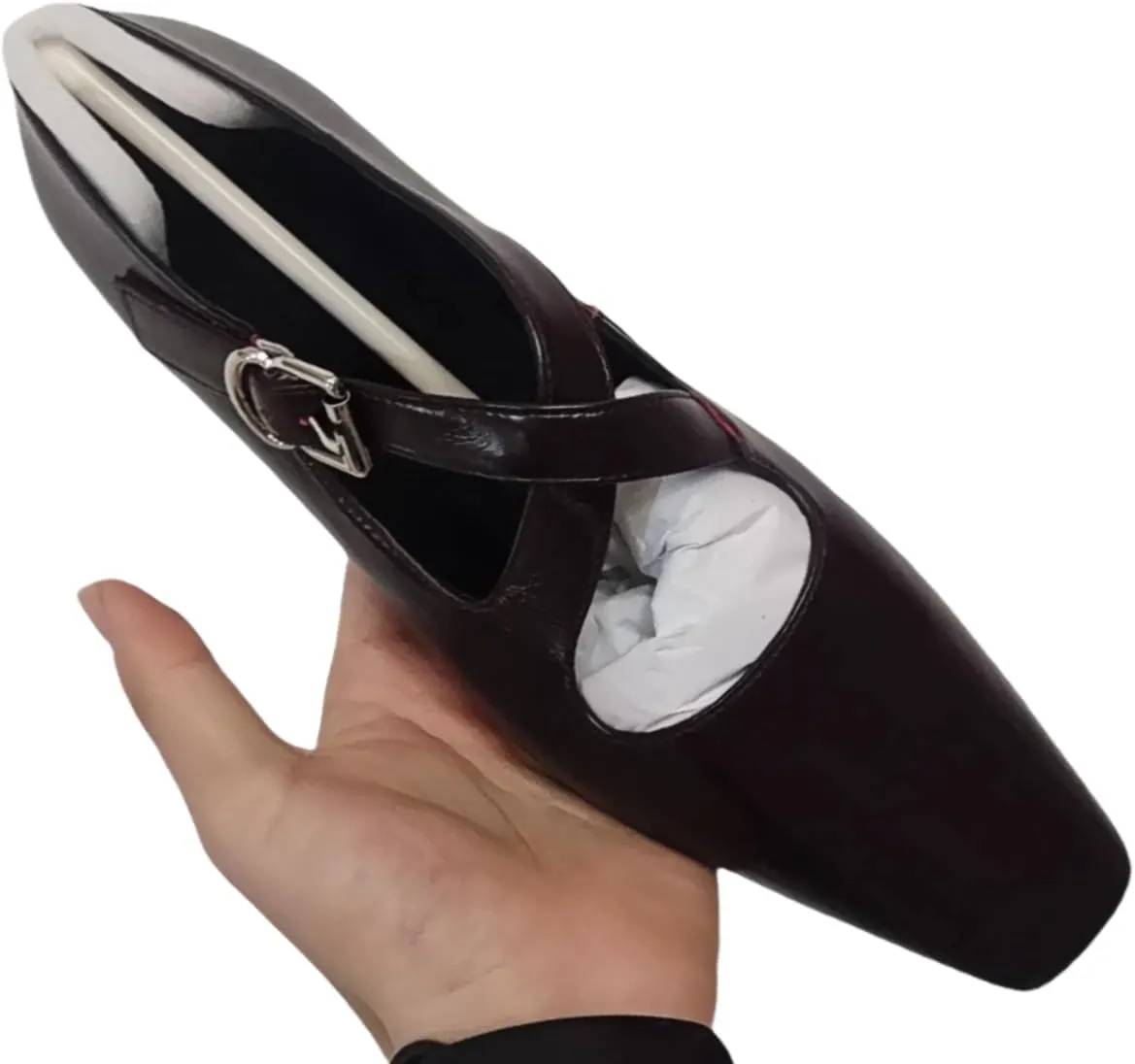 Retro Ballet Flats Shoes for Women with Metal Buckle Cross-Strap Genuine Leather Closed-Toe Mary Jane Shoes Dress Office Work Elegance Look