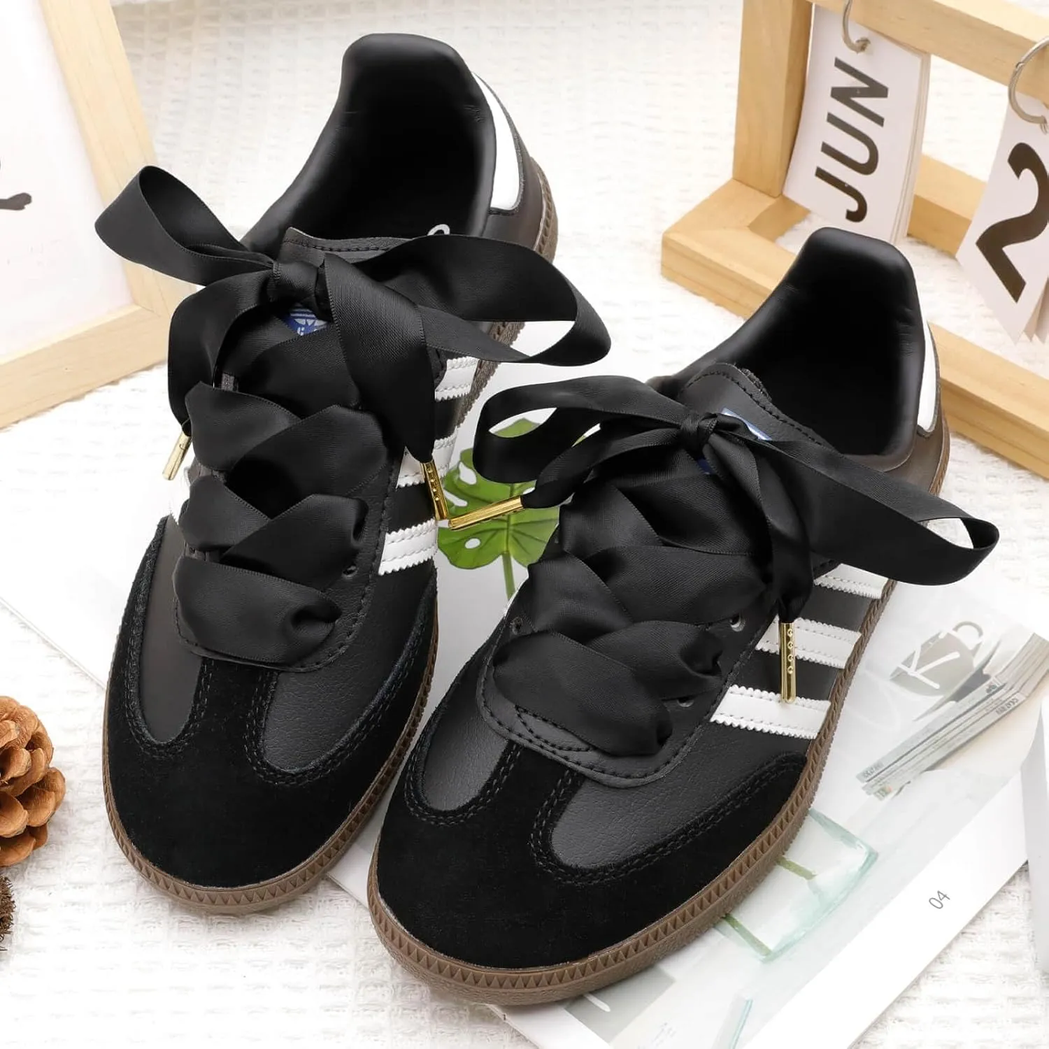 Ribbon Satin Sneakers Shoelaces: 2 Pair 22mm Wide Flat Silk Shoe Laces