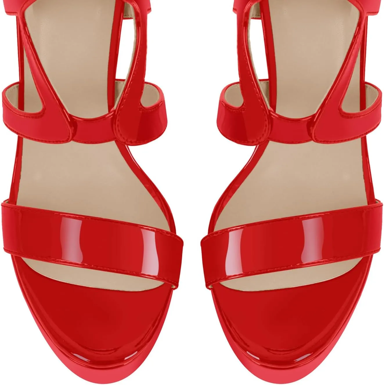 richealnini Women's Crisscross Platform Stiletto High Heels Strappy Sandals with Zipper