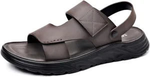 Rojeam Mens Casual Leather Sandals Outdoor Fisherman Sandals Closed Toe Summer Shoes