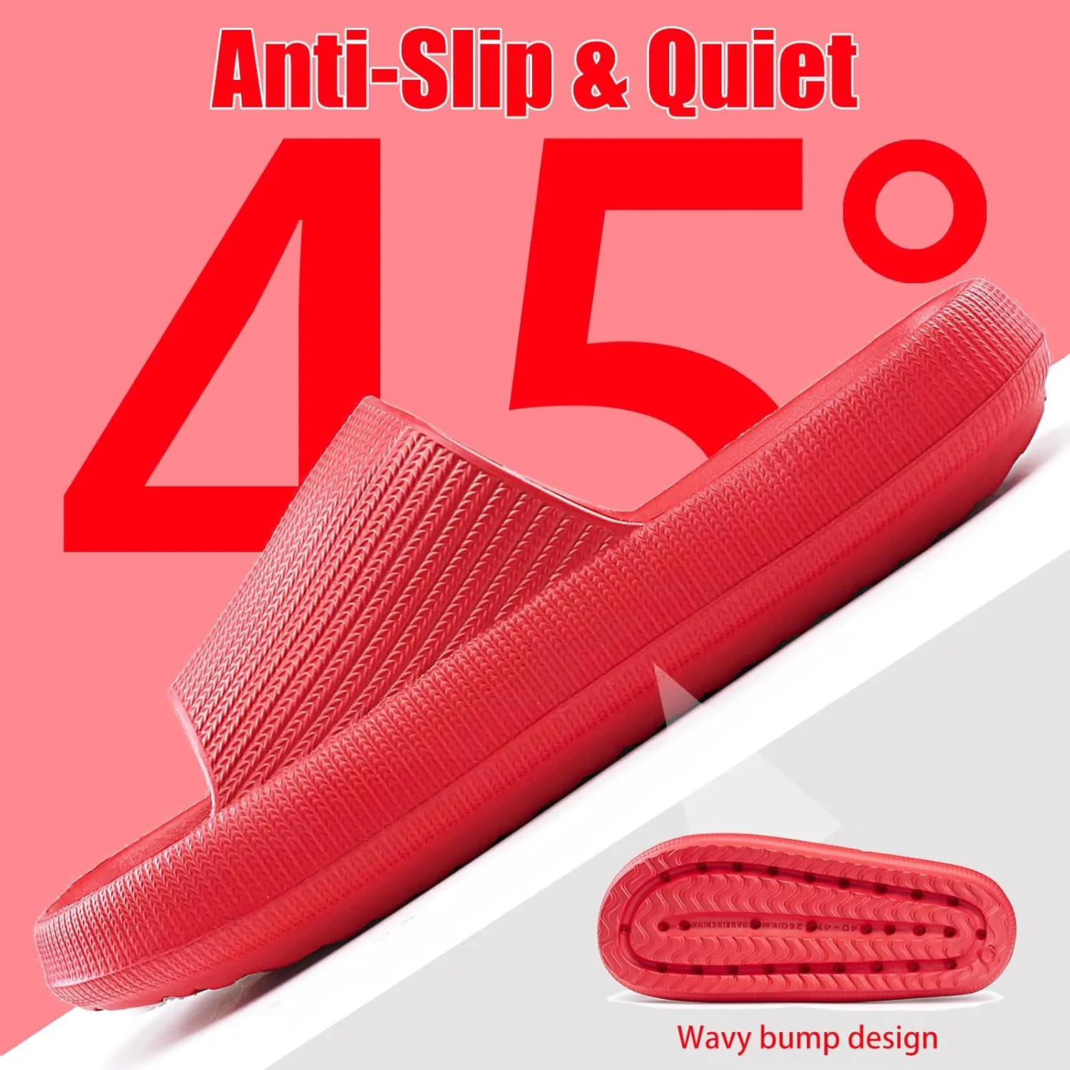 rosyclo Cloud Slippers for Women and Men, Pillow House Slippers Shower Shoes Indoor Slides Bathroom Sandals, Ultimate Comfort, Lightweight, Thick Sole, Non-Slip, Easy to Clean