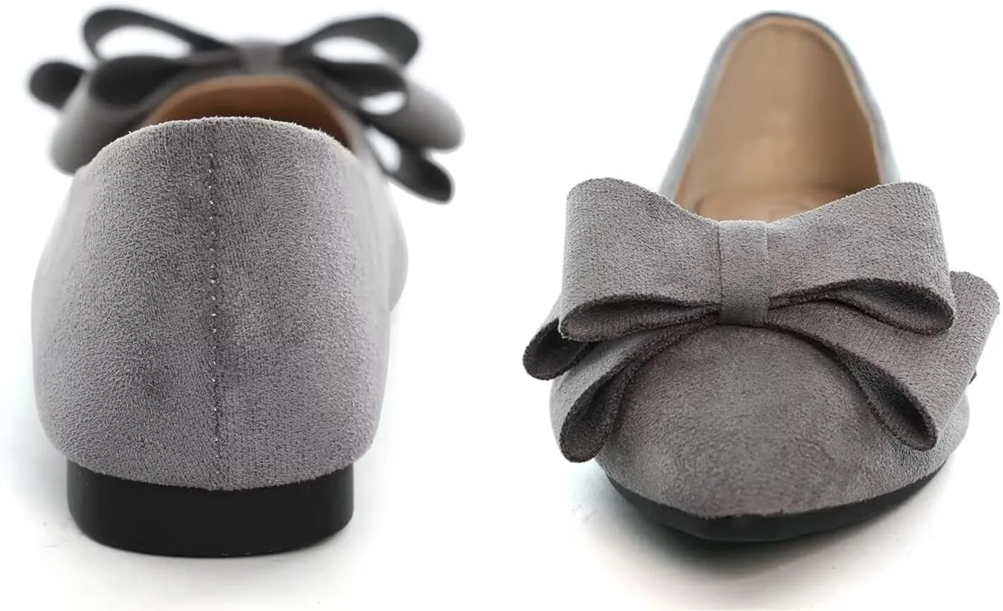 SAILING LU Bowknot Ballet Flats Womens Pointy Toe Casual Flat Shoes Suede Dress Shoes Wear to Work Slip On Moccasins