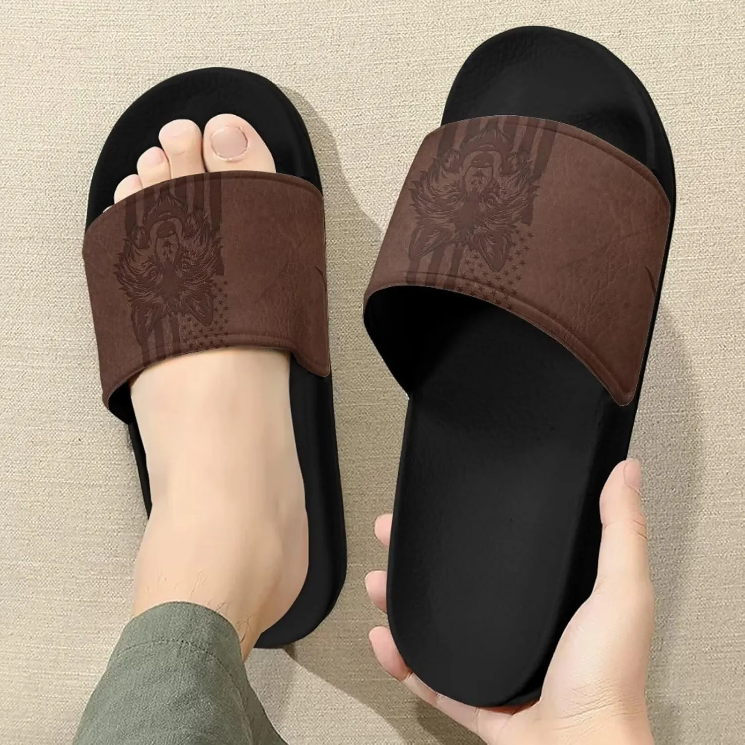 Sandals Slides for Men Cool Summer Slippers Casual Beach Slides Non Slip Bathroom Slide Shoes