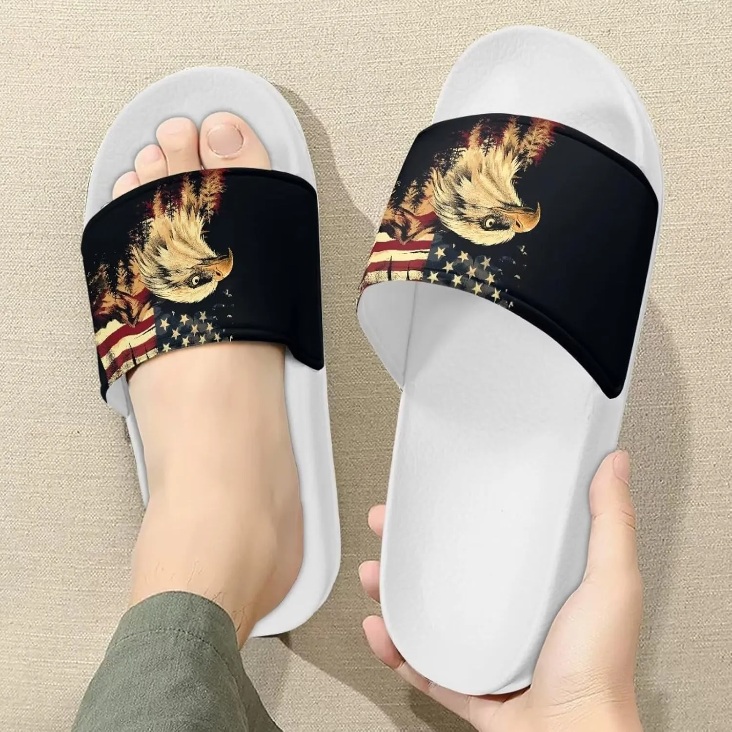 Sandals Slides for Men Cool Summer Slippers Casual Beach Slides Non Slip Bathroom Slippers