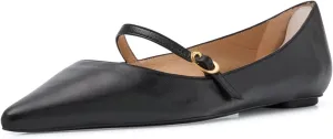 sarawill Women's Pointed Toe Ballet Flats Adjustable Strap with Buckle Mary Jane Flats Comfort Closed Toe Work Dressy Flat Shoes for Women