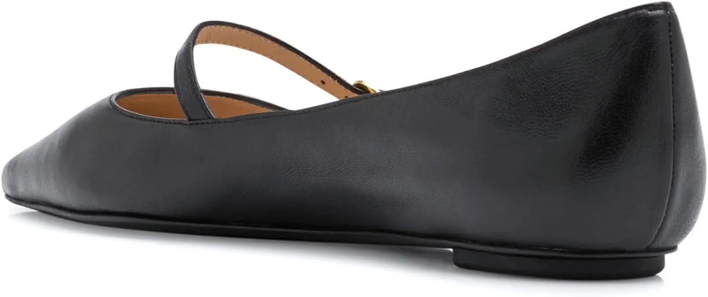 sarawill Women's Pointed Toe Ballet Flats Adjustable Strap with Buckle Mary Jane Flats Comfort Closed Toe Work Dressy Flat Shoes for Women