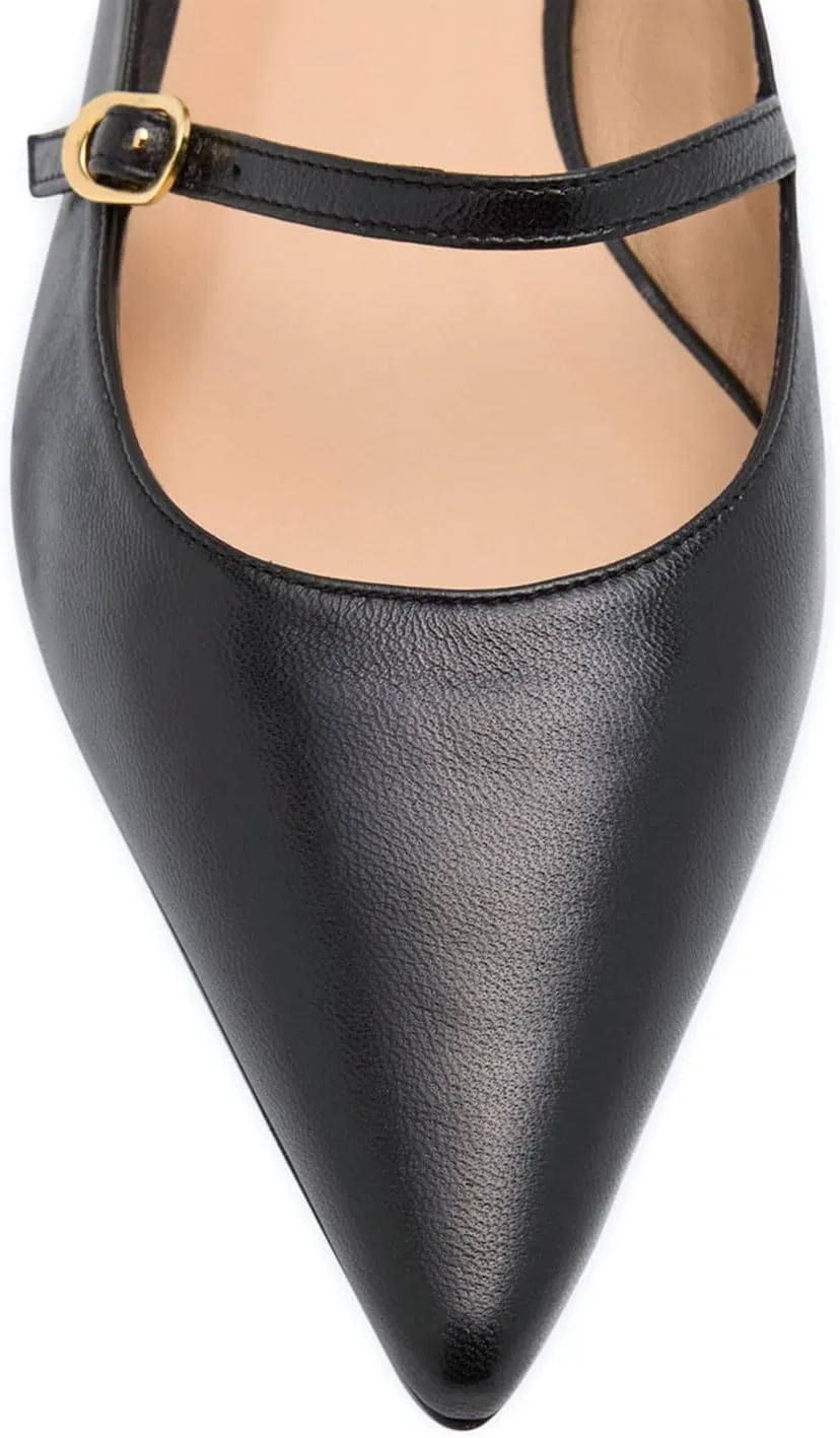 sarawill Women's Pointed Toe Ballet Flats Adjustable Strap with Buckle Mary Jane Flats Comfort Closed Toe Work Dressy Flat Shoes for Women