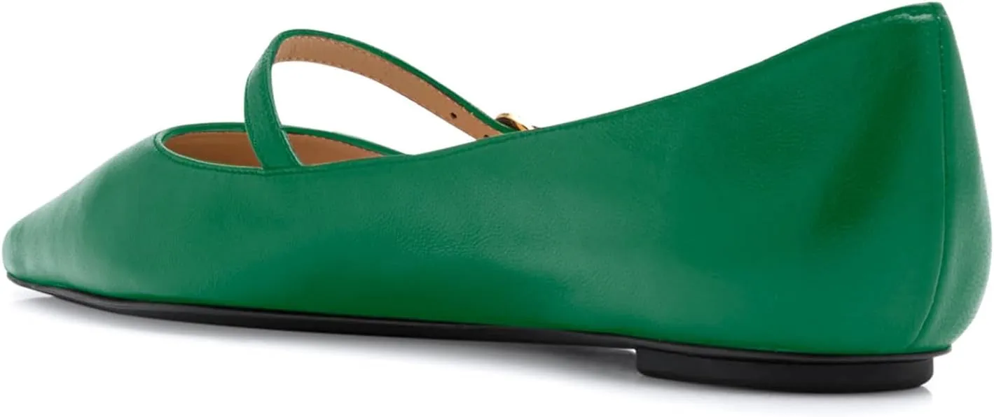 sarawill Women's Pointed Toe Ballet Flats Adjustable Strap with Buckle Mary Jane Flats Comfort Closed Toe Work Dressy Flat Shoes for Women