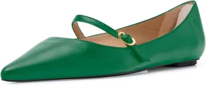 sarawill Women's Pointed Toe Ballet Flats Adjustable Strap with Buckle Mary Jane Flats Comfort Closed Toe Work Dressy Flat Shoes for Women