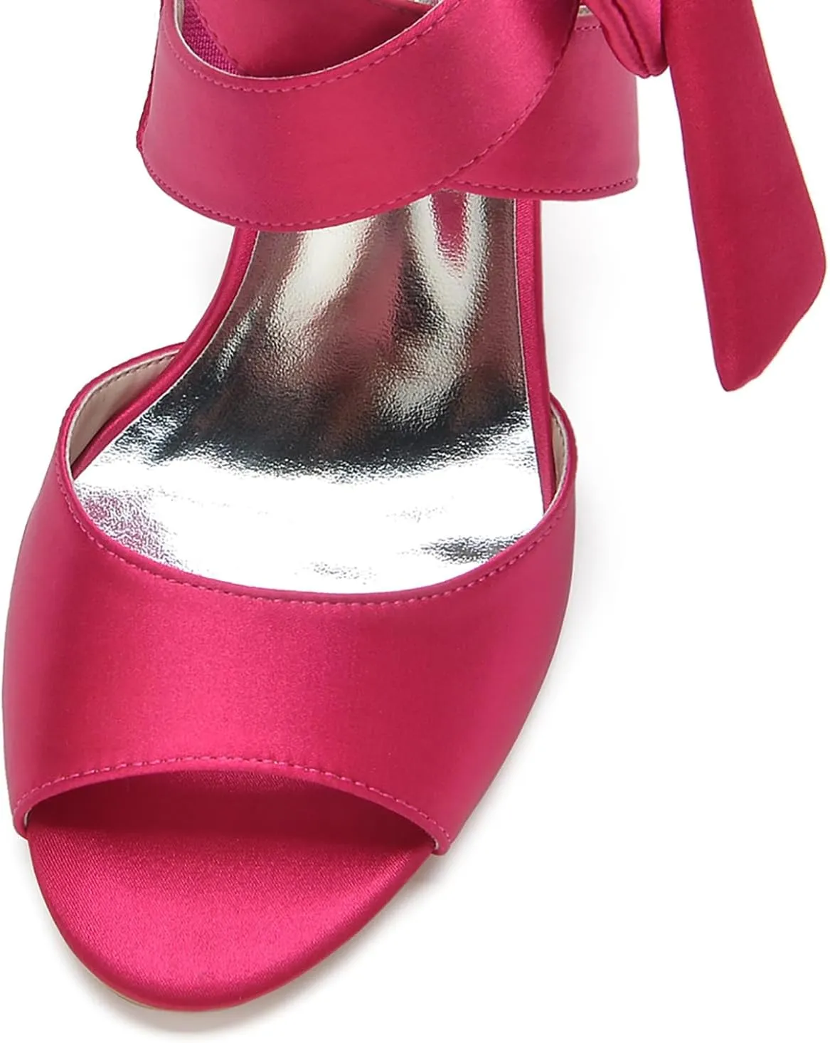 Satin Sandals Chunky Heel Bow Sandals Open Toe Ankle Women's Dressy Block Heel Sandals