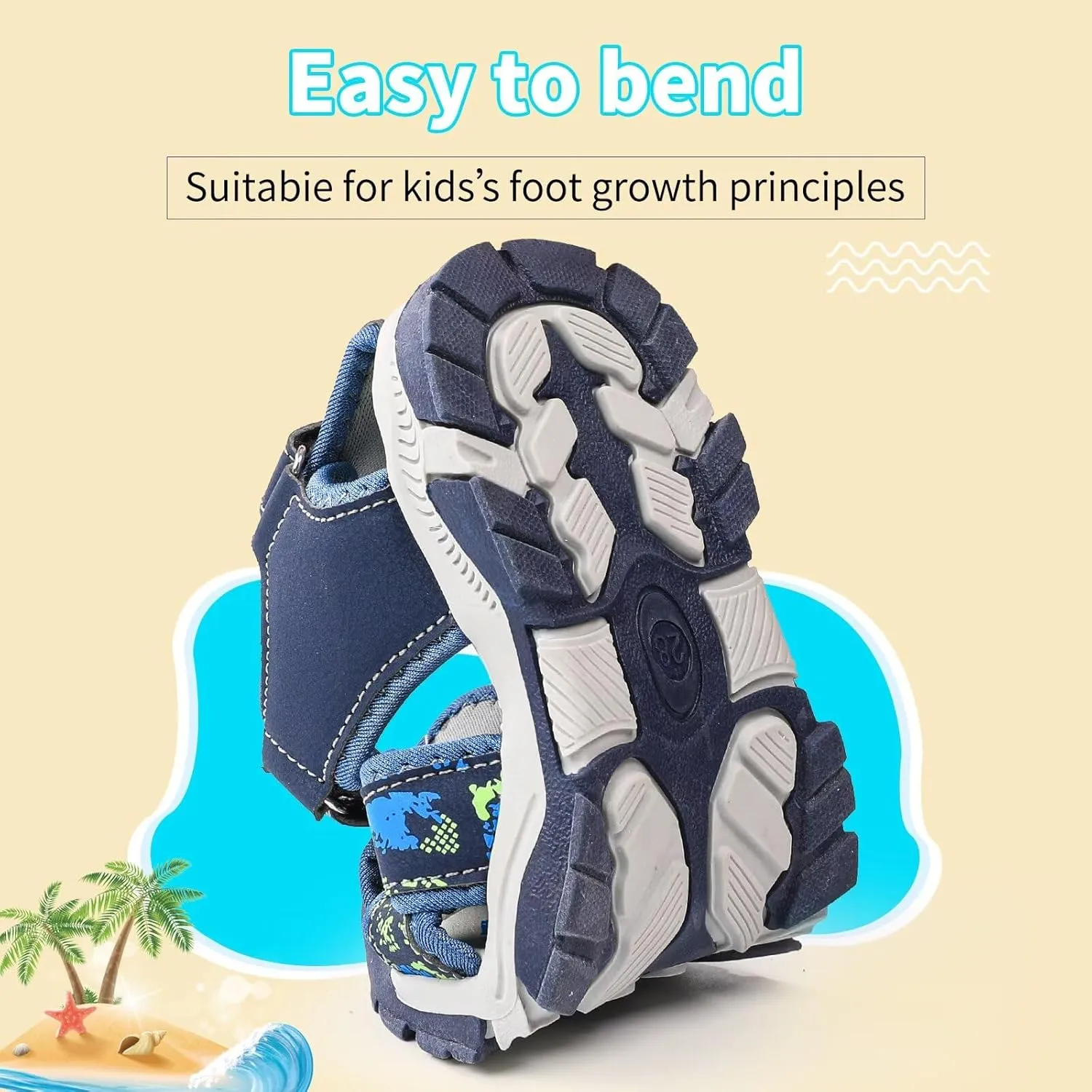 seannel Kids Athletic Sandals Boys and Girls Outdoor Hiking Sports Closed-Toe Sandal Pool Beach Shoes Summer Water shoes