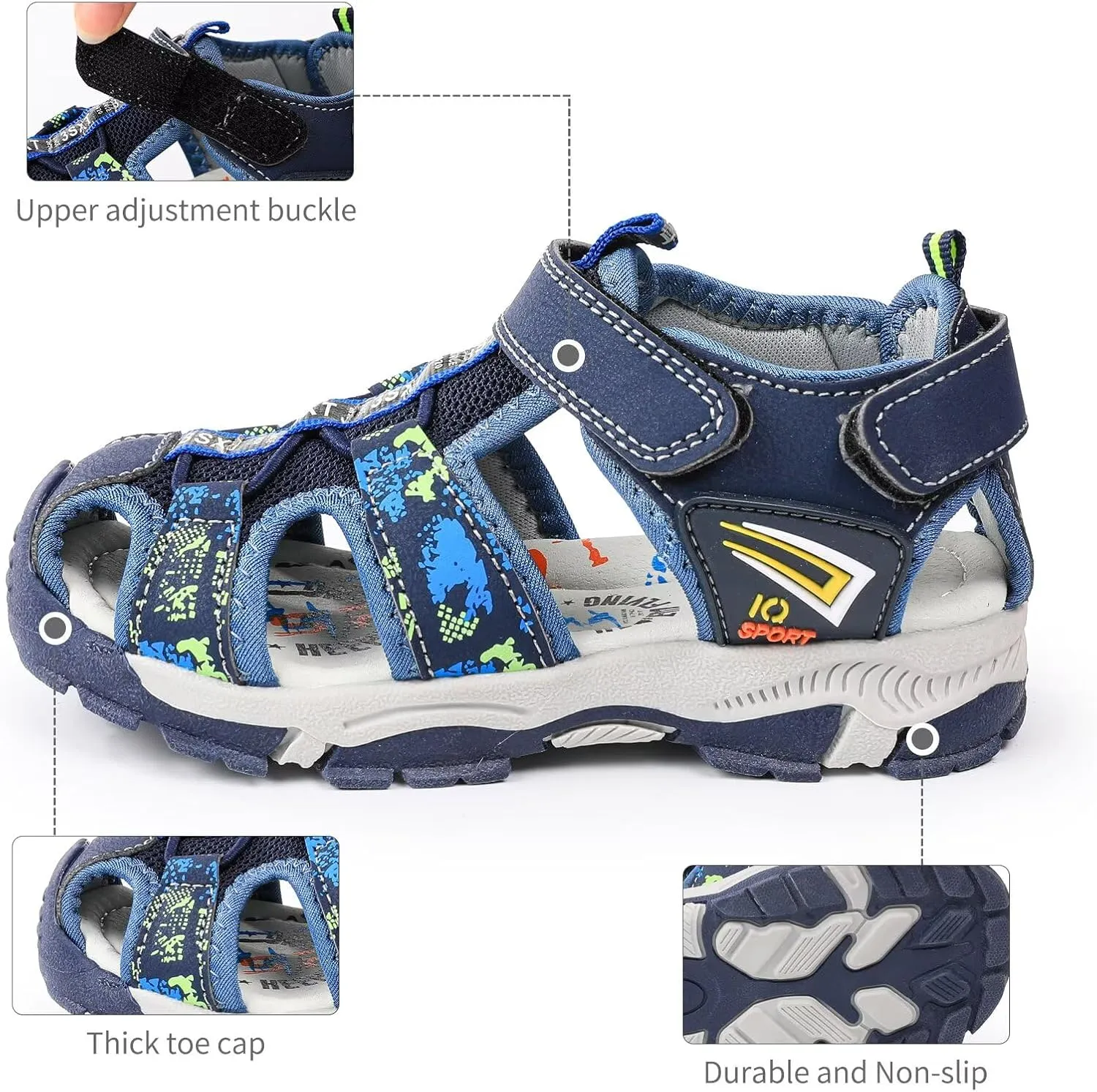 seannel Kids Athletic Sandals Boys and Girls Outdoor Hiking Sports Closed-Toe Sandal Pool Beach Shoes Summer Water shoes