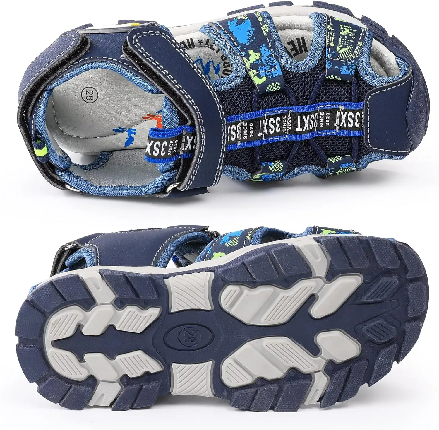 seannel Kids Athletic Sandals Boys and Girls Outdoor Hiking Sports Closed-Toe Sandal Pool Beach Shoes Summer Water shoes