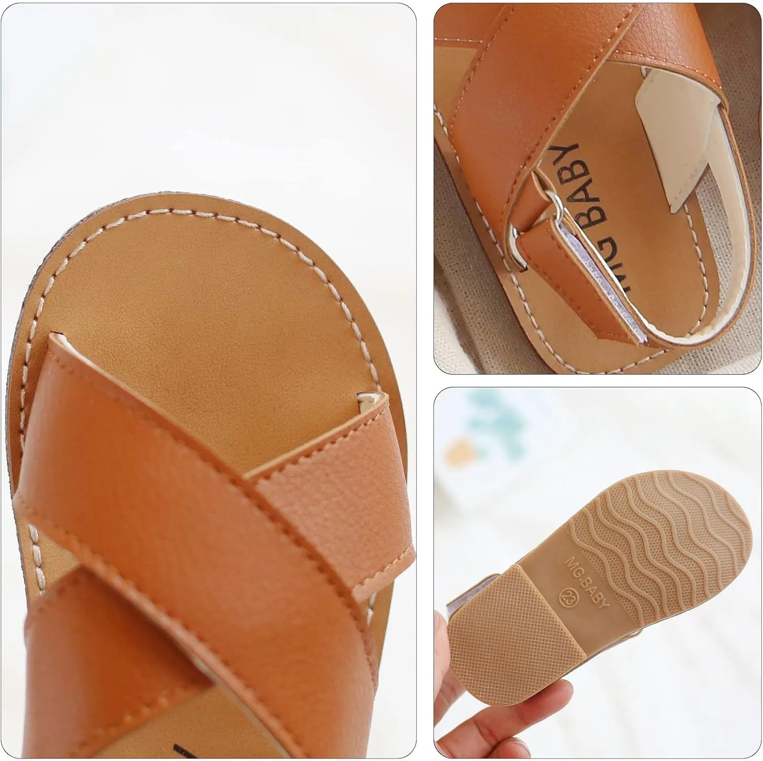 SEAUR Girls Sandals Kids Sandals Toddler Baby PU Leather Sandals Shoes Little Boys Flat Sandals Summer Outdoor