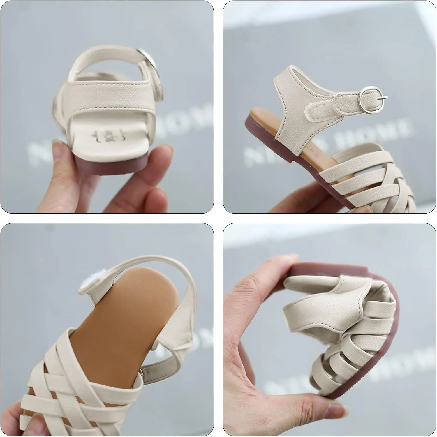 SEAUR Girls Sandals Kids Sandals Toddler Baby PU Leather Sandals Shoes Little Boys Flat Sandals Summer Outdoor