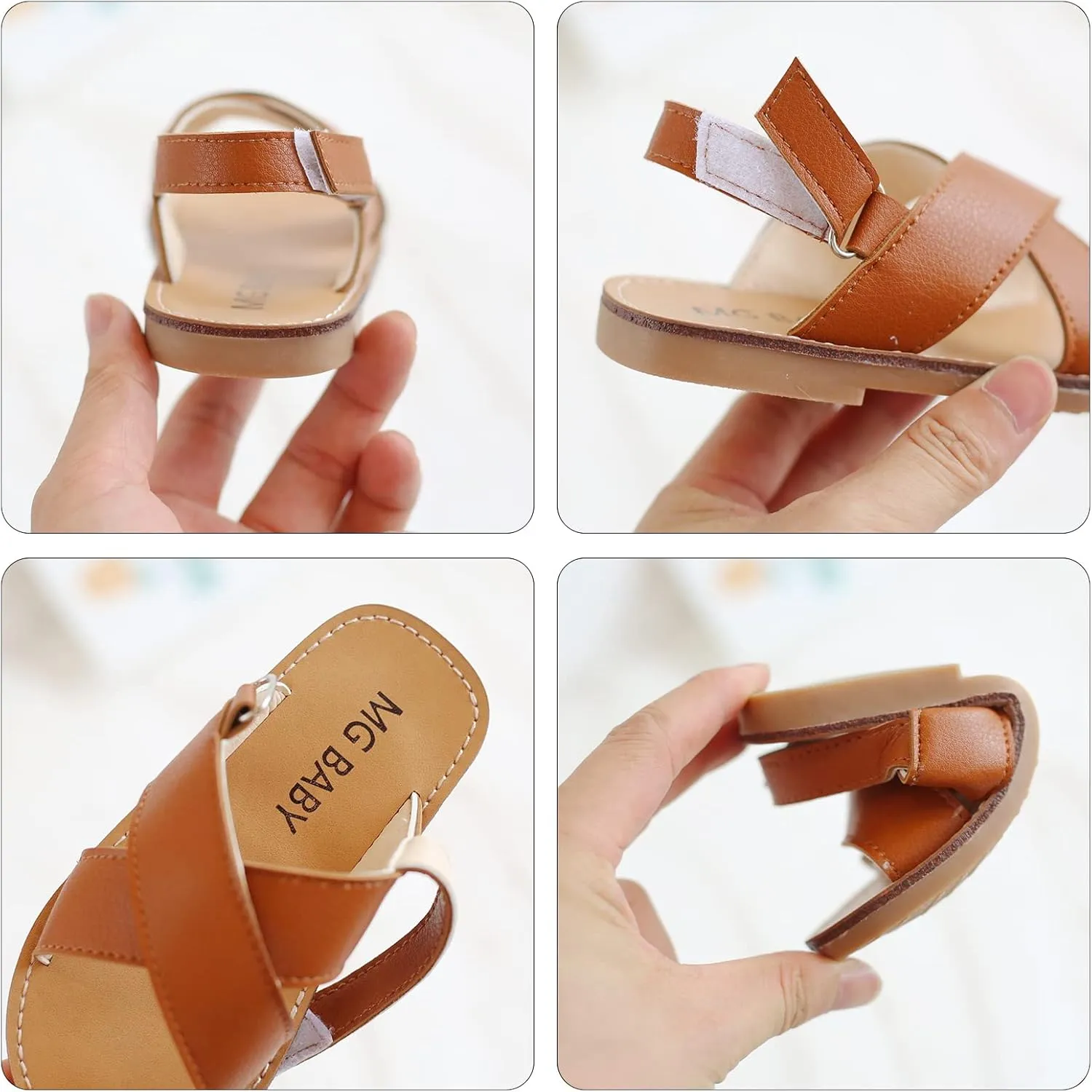 SEAUR Girls Sandals Kids Sandals Toddler Baby PU Leather Sandals Shoes Little Boys Flat Sandals Summer Outdoor