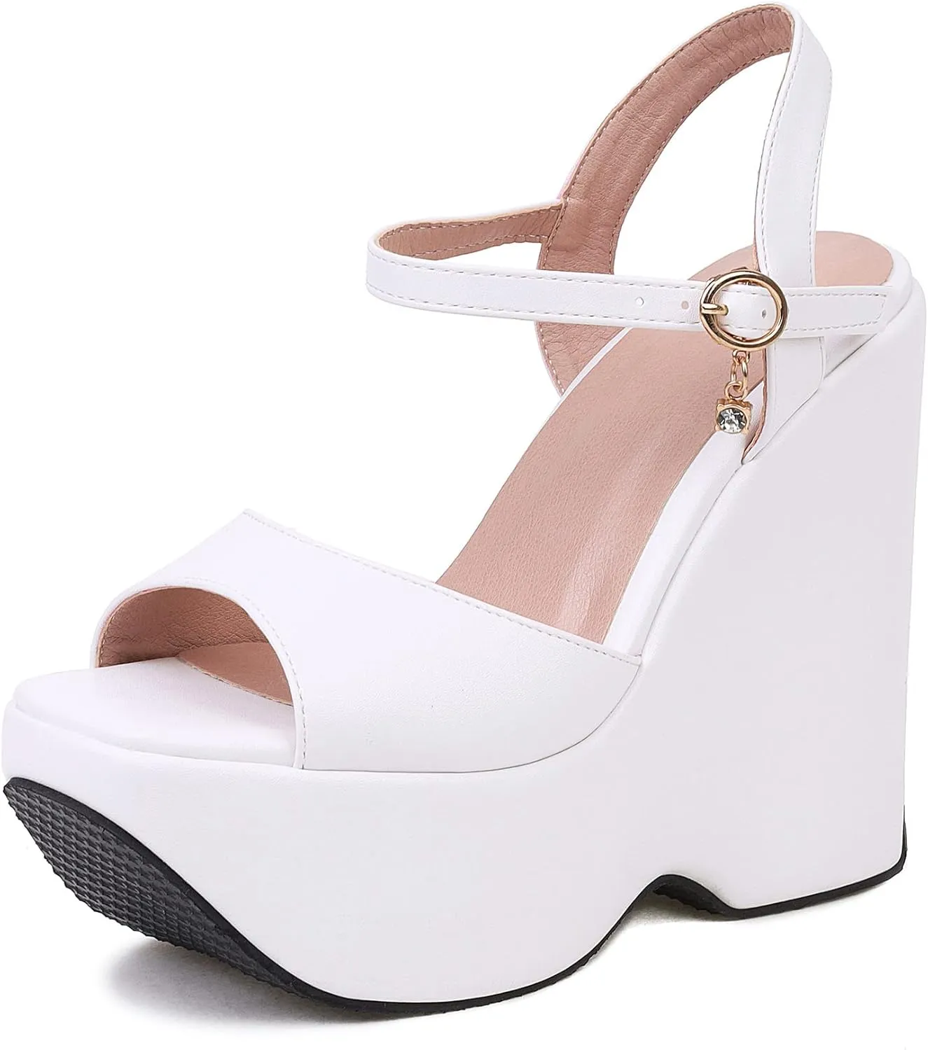 SEIFIN Women's Platform Wedge Heels Sandals Peep Toe Ankle Strap High Heeled Sandals