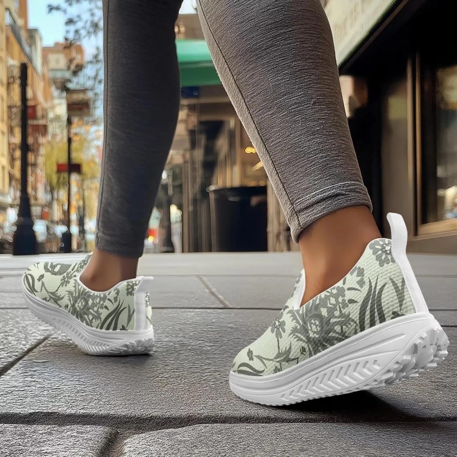 Skull Design Women's Slip-On Platform Loafers Mesh Non-Slip Rocker Bottom Sneakers Standing All Day Comfort