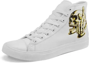 Skull Shoes High Top Canvas Sneakers for Men Women Classic Lace up Casual Trainers Plimsoles Flat Shoes Gothic Walking Streetwear
