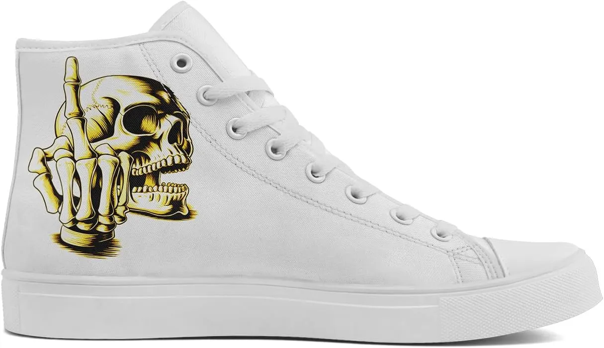 Skull Shoes High Top Canvas Sneakers for Men Women Classic Lace up Casual Trainers Plimsoles Flat Shoes Gothic Walking Streetwear