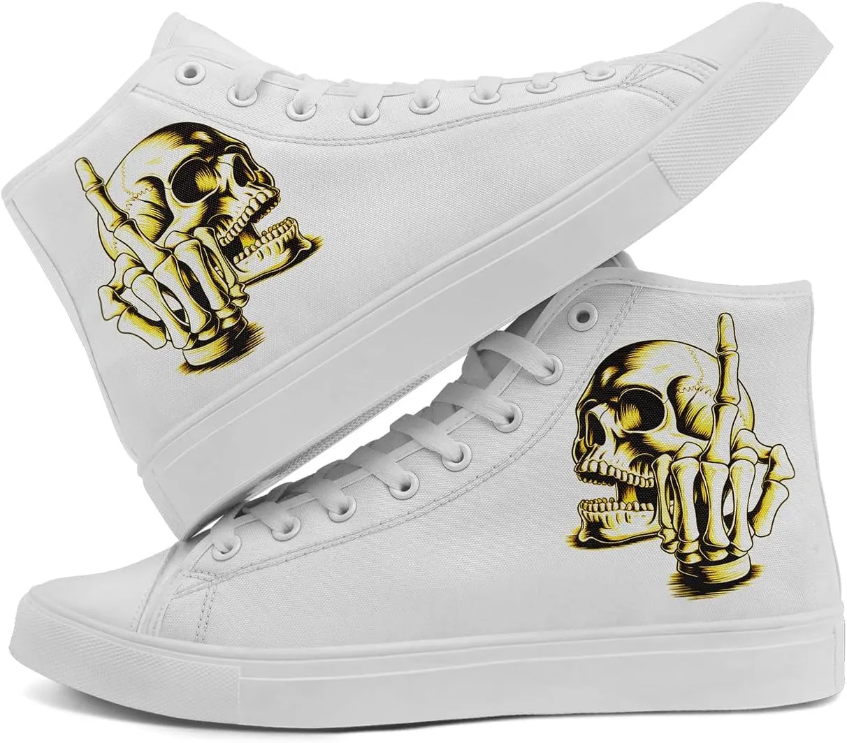 Skull Shoes High Top Canvas Sneakers for Men Women Classic Lace up Casual Trainers Plimsoles Flat Shoes Gothic Walking Streetwear